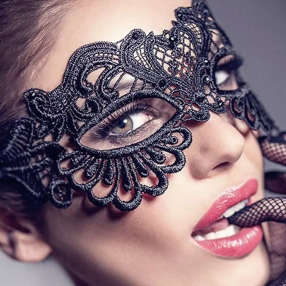 New! Black Lace Masquerade Mask - Picture 2 of 6